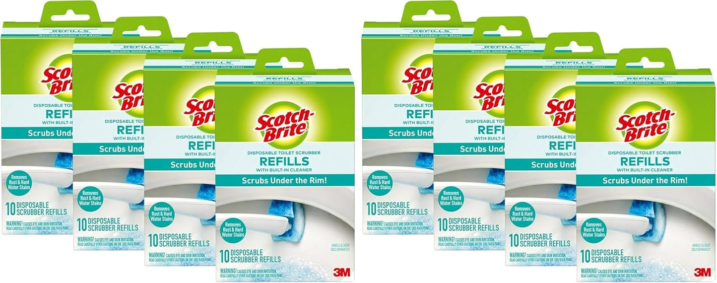 Scotch-Brite Disposable Toilet Scrubber Refills, 40 Refills | Removes Rust & Hard Water Stains, 10 refills per box, 4 Pack, 40 total scrubbers