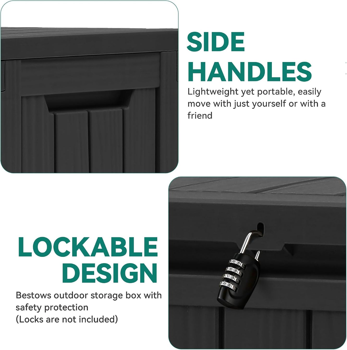 YITAHOME 31 Gallon Outdoor Storage Deck Box | Waterproof Resin Package Delivery and Storage Box with Lockable Lid for Patio Furniture Cushions, Pool Accessories, Garden