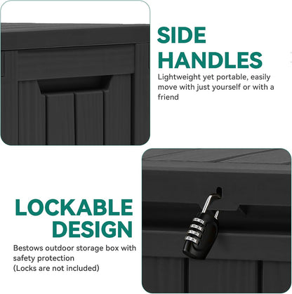 YITAHOME 31 Gallon Outdoor Storage Deck Box | Waterproof Resin Package Delivery and Storage Box with Lockable Lid for Patio Furniture Cushions, Pool Accessories, Garden