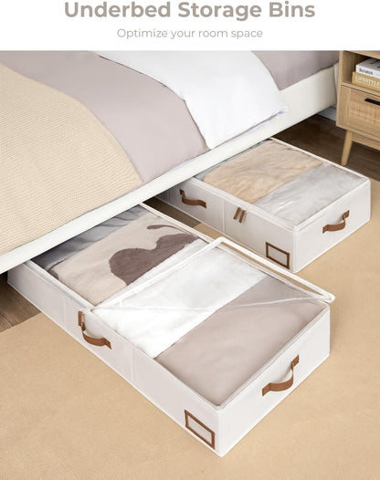StorageWorks Large Under Bed Storage Containers with Handles and Label Holder, 2 Pack Ultra-thick Fabric Underbed Bins, Closet Organizer for Clothes, Blankets, Sweater