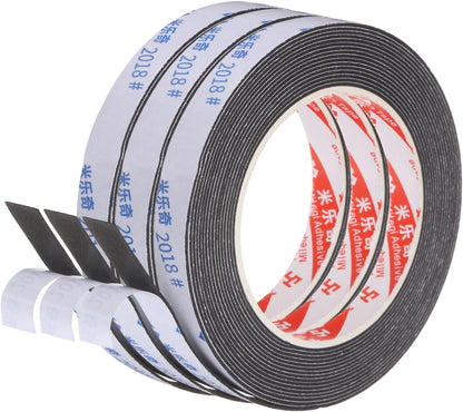 PATIKIL Sponge Rubber Foam Tape, 5/8" W x 1/8" t x 16.4ft l Self-Adhesive Foam Insulation Tape Weather Stripping for Window Door Soundproofing Weatherstrip AC Seal Strip, Black