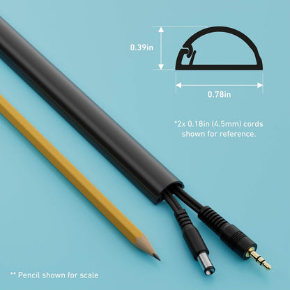 D-Line 157in Cord Cover Kit, Self-Adhesive Wire Hiders, Cable Raceway to Hide Wires on Wall, Electrical Cable Management - 10x 15.7 Lengths & 19 Accessories - 1.18" (W) x 0.59" (H) - Black