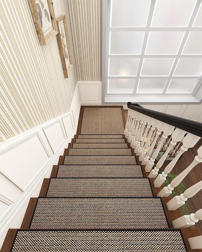 PADOOR Non Slip Stair-Treads,Rubber Backing Stair-Runners for Wooden Steps,15PCS Residue Free Carpet Stair Treads for Kids and Dogs 8"x30" Beige