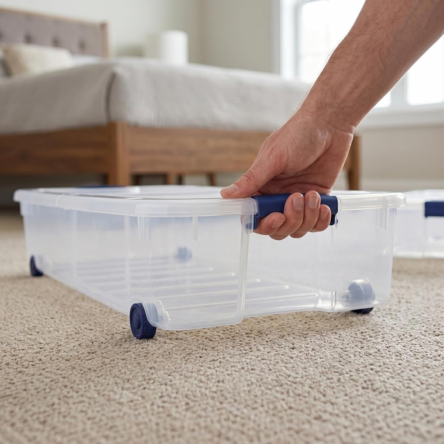 66 Quarts of Transparent Plastic Storage Box, with A Lockable Lid, Large Capacity Storage Box, Stackable and Durable, Suitable for Bedrooms, Garages, Tool Rooms, and Office Organization