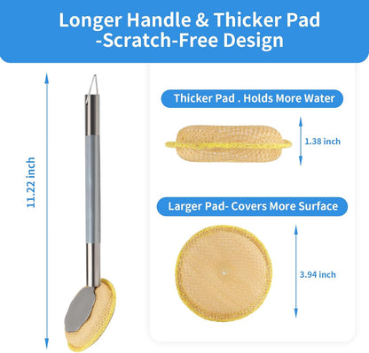 Oven Racks Clean Brush, Cast Iron Wok Skillet Scrubber Brush Non-Scratch, Long Handle, Heat-Resistant Kitchen Cleaning Brush for Wok,Pan, Indoor Grates, Pans, Oven Racks, Cook Rack, Dish