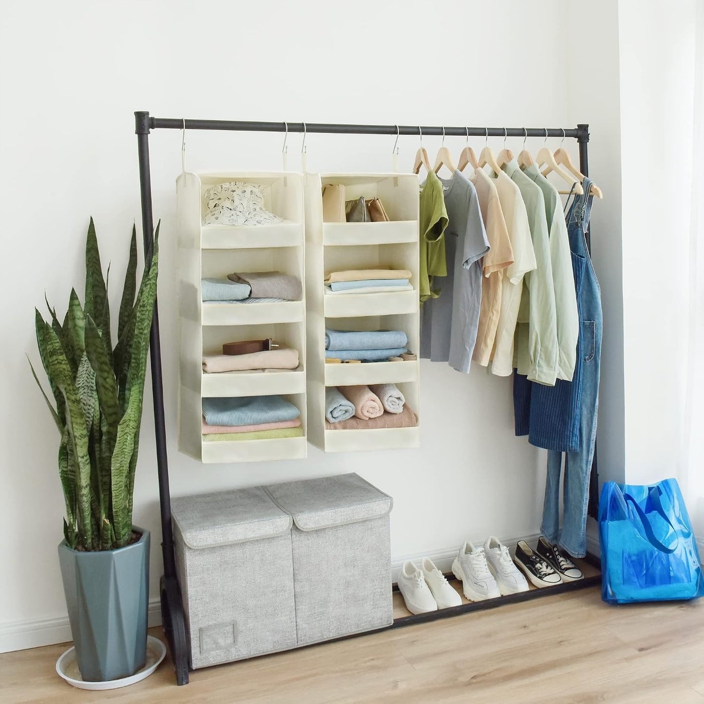 GRANNY SAYS 3-Shelf Hanging Closet Organizer and Storage, Collapsible Hanging Closet Shelves, Hanging Organizer for Closet & RV, Gray, 29 ½" H X 12" W X 12" D, 1-Pack