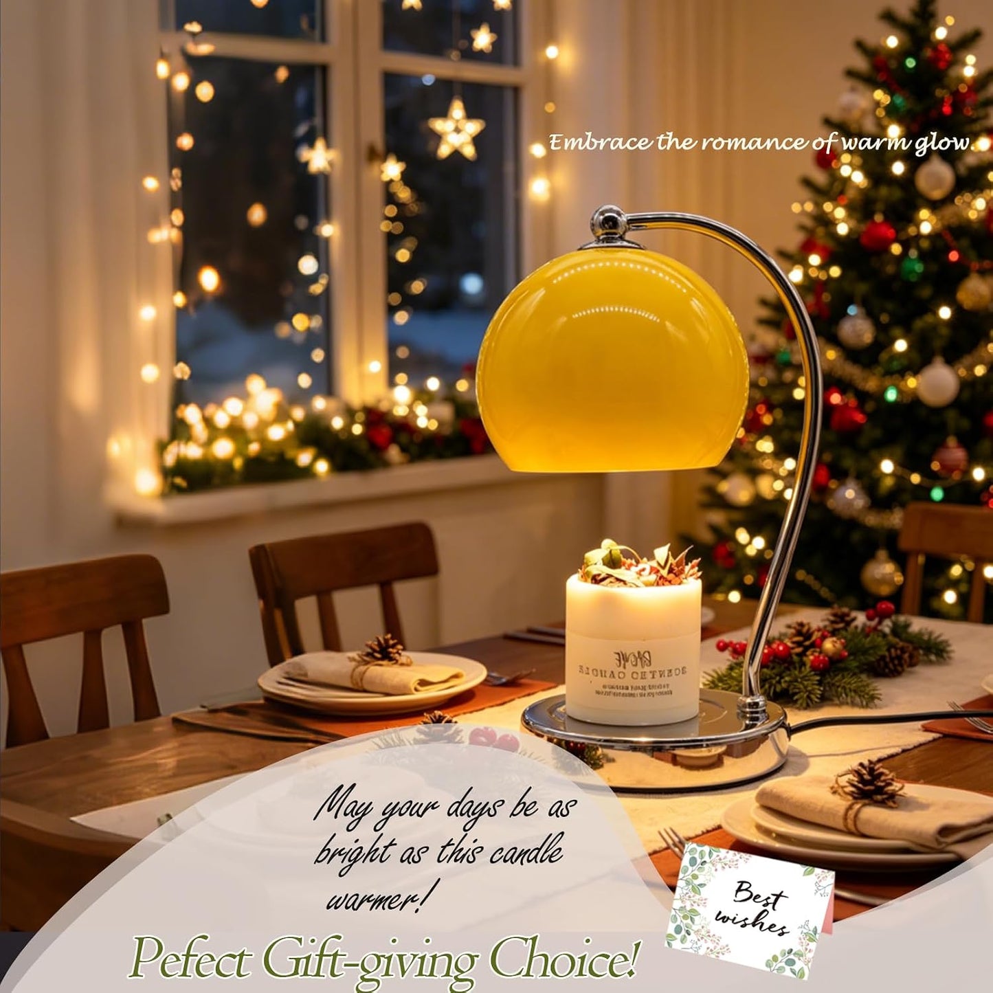 Candle Lamp Warmer, Wide Base Scented Candle Warmer with Timer and Dimmer, Modern Candle Melting Lattern, Home Decor Table Lamp (Silver)
