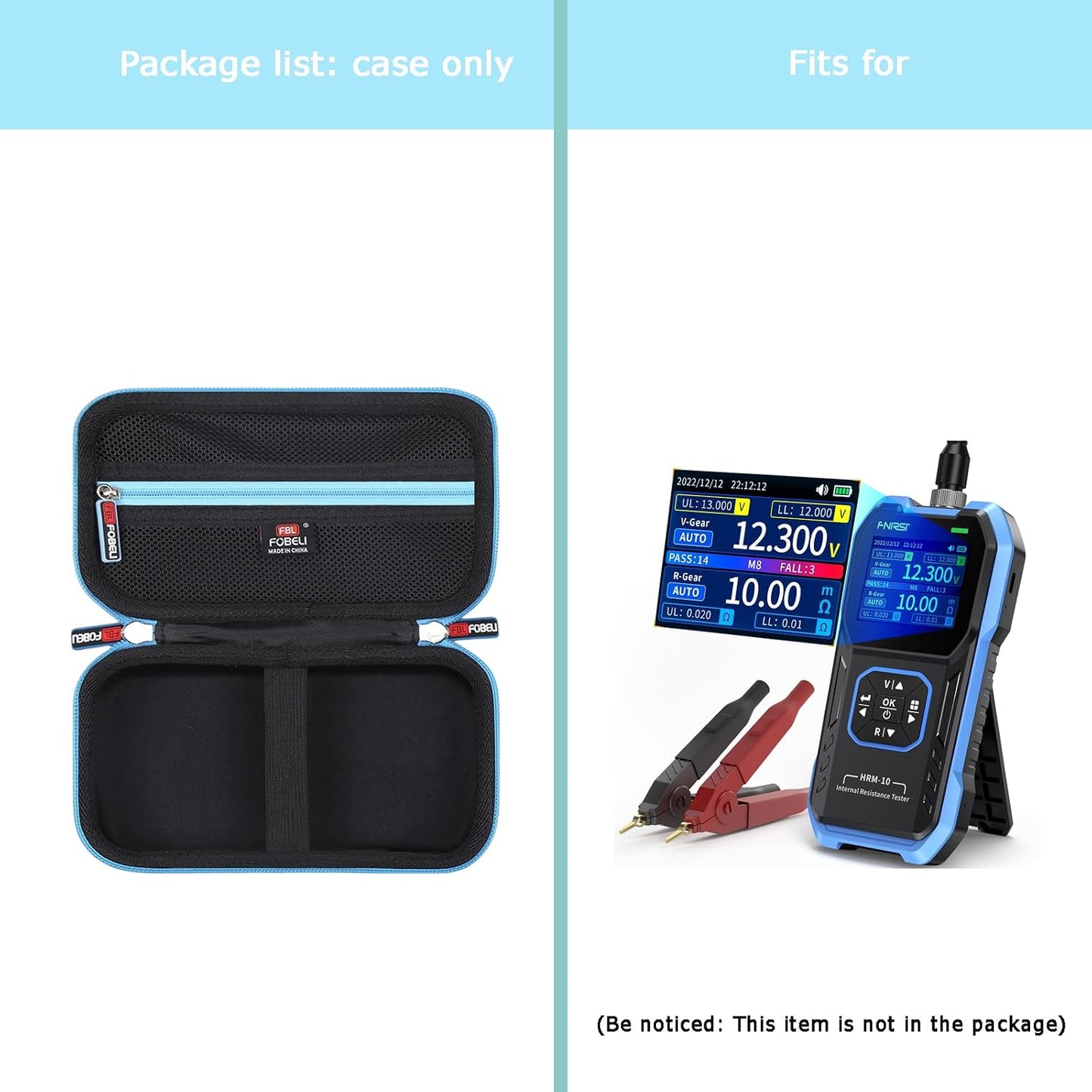 FBLFOBELI EVA Hard Case for FNIRSI HRM-10 Car Battery Tester | for Klein Tools ET270/MM460S/MM400/MM420/MM325/MM300 Digital Multimeter, Shockproof & Water-Resistant, Tool Carrying Bag