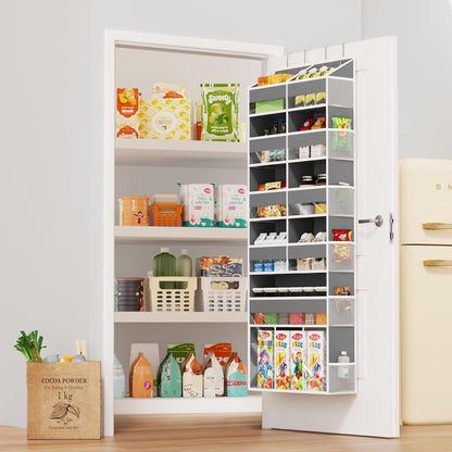 Over the Door Hanging Organizer - Closet Door Organizer and Storage with Large Pockets, Swing-Proof Behind The Door Organizer for Bathroom Nursery (Grey, 1 Pack -Extra Large 6 Tier)