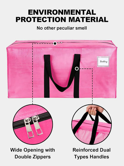 HOMESURE Supports 200lbs Heavy Duty Moving Bags - Strong Zipper & Wrap-Around Handles - Water-Resistant Storage Totes, Durable Alternative to Moving Boxes - 8 Pack - Semi-Transparent