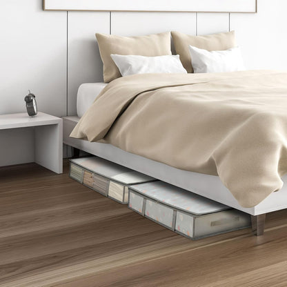4 Packs Under Bed Storage Containers Bins, Humid-Proof Plastic Underbed Storage Bins, Closet Organizers and Clothes Storage Bags, Under the Bed Blanket Storage with Handles for Clothes,Bedroom