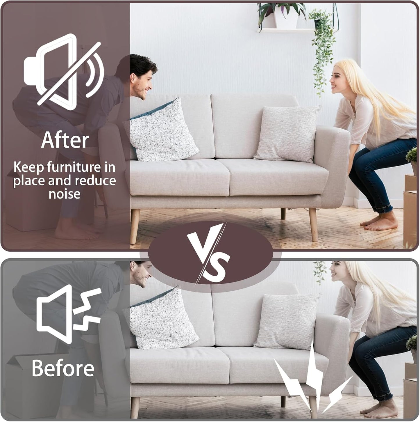 12Pcs 2x2 Inch Square Felt Furniture Pads, Self Adhesive Cuttable Anti Scratch Floor Protectors for Hardwood Floors, Brown