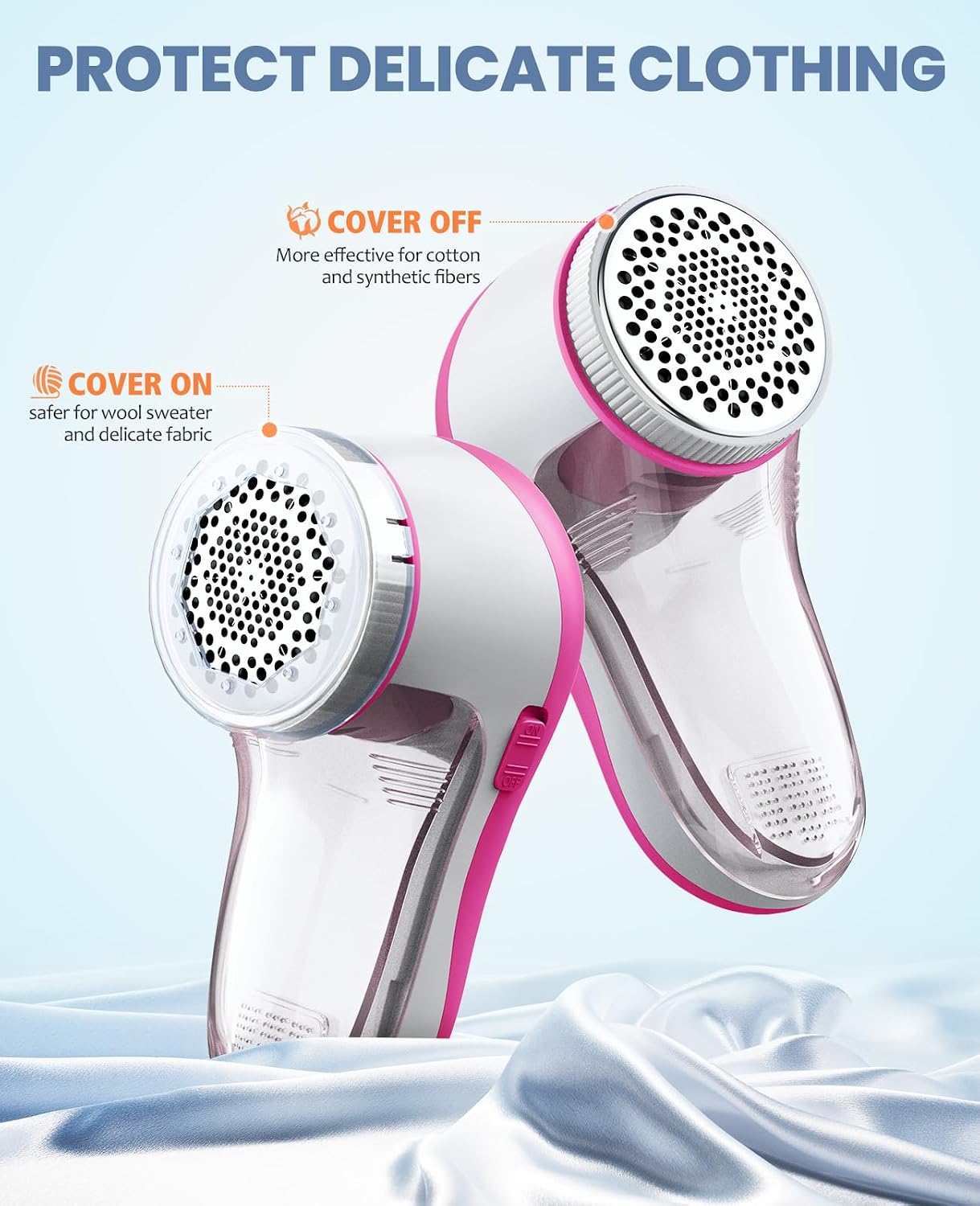 POPCHOSE Fabric Shaver, Lint Shaver for Clothing, Electric Lint Remover with 6-Leaf Blades, Sweater Defuzzer, Clothes Shaver for Couch, Furniture, Blanket, Remove Pilling, USB Rechargeable