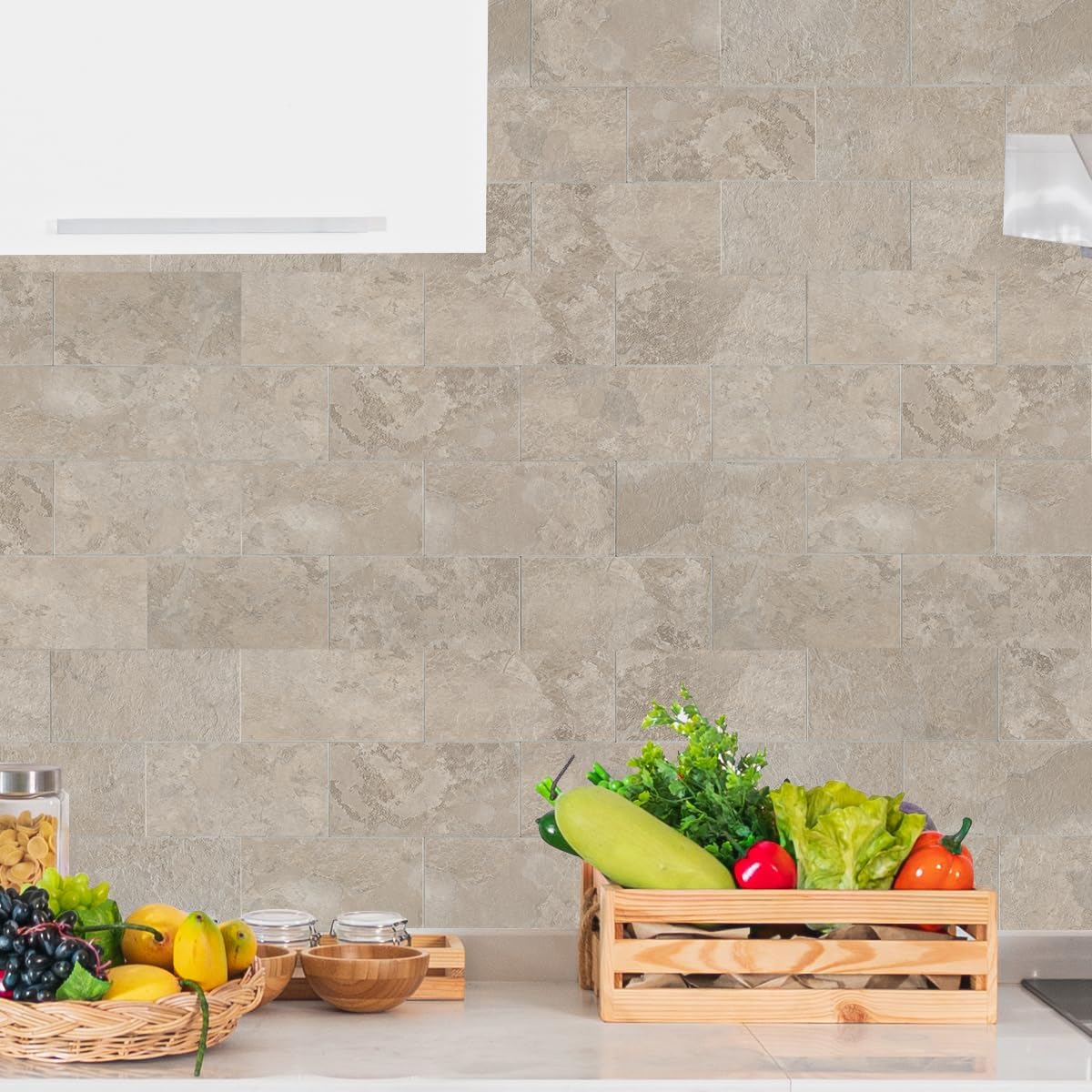10- Sheet Polished White Peel and Stick Backsplash, 12’’Luxury PVC Ceramic Look Self Stick Subway Tiles, Waterproof Peel and Stick Wall Tiles for Kitchen and Bathrrom