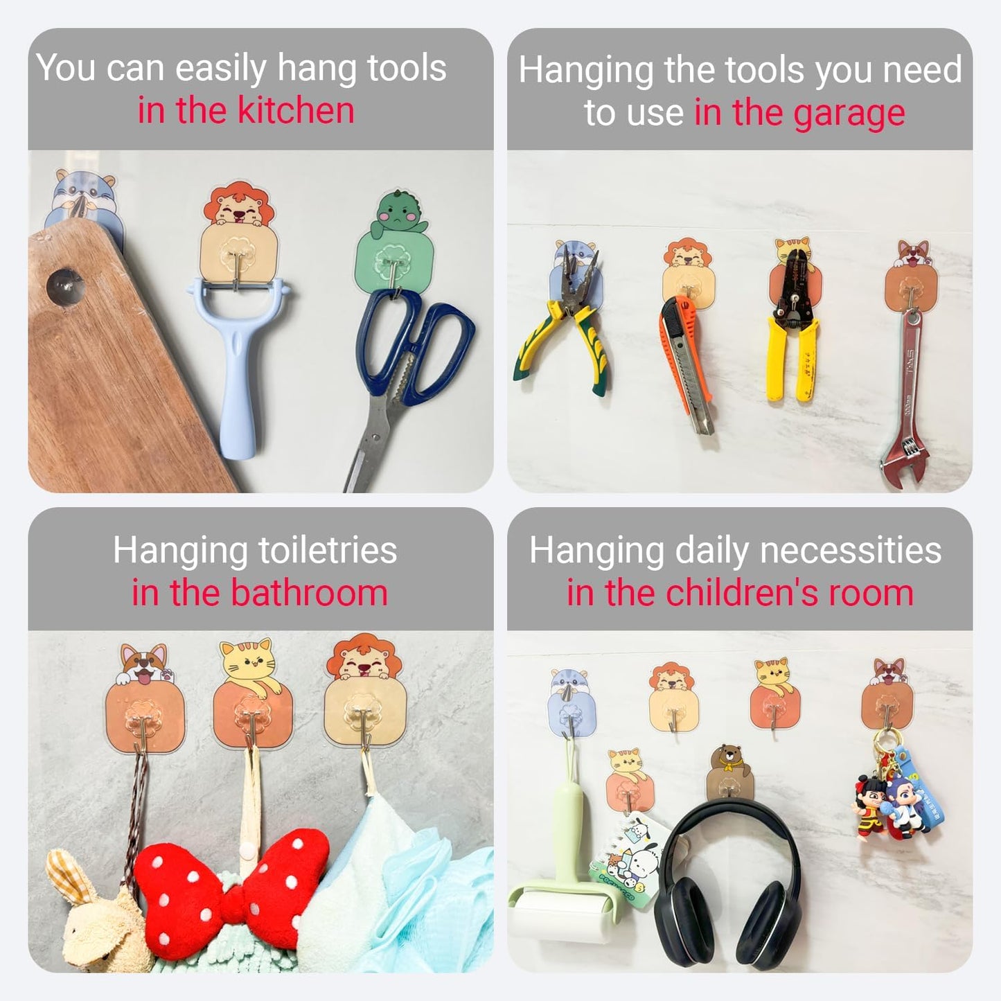 Heavy Duty Wall Hooks 20 Pack(33lb Max) – Waterproof Removable Adhesive Hooks for Hanging, Damage-Free Self Adhesive Towel Hooks for Bathroom, Kitchen, Shower, Keys, Door & Outdoor Storage