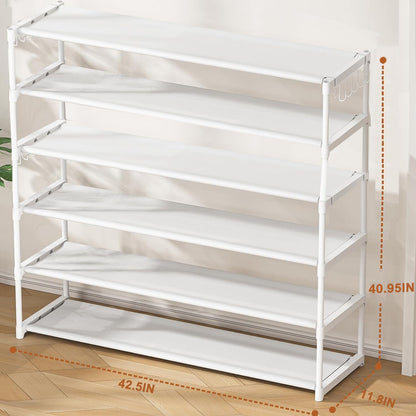LUKYTOWER Extra Long Shoe Rack 2 Tier Shoe Storage Organizer Wide Stackable Shoe Organizer Racks for Closet Entryway,Shoe Shelf Stand Sturdy Durable Shoes Rack Holder Save Space