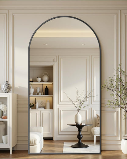 Full Length Mirror with Stand, 71"x28" Arched Full Body Large Stand Up Aluminum Frame Floor Standing Mirror, Freestanding Hanging Leaning Mounted for Bedroom Living Room Entryway Gold