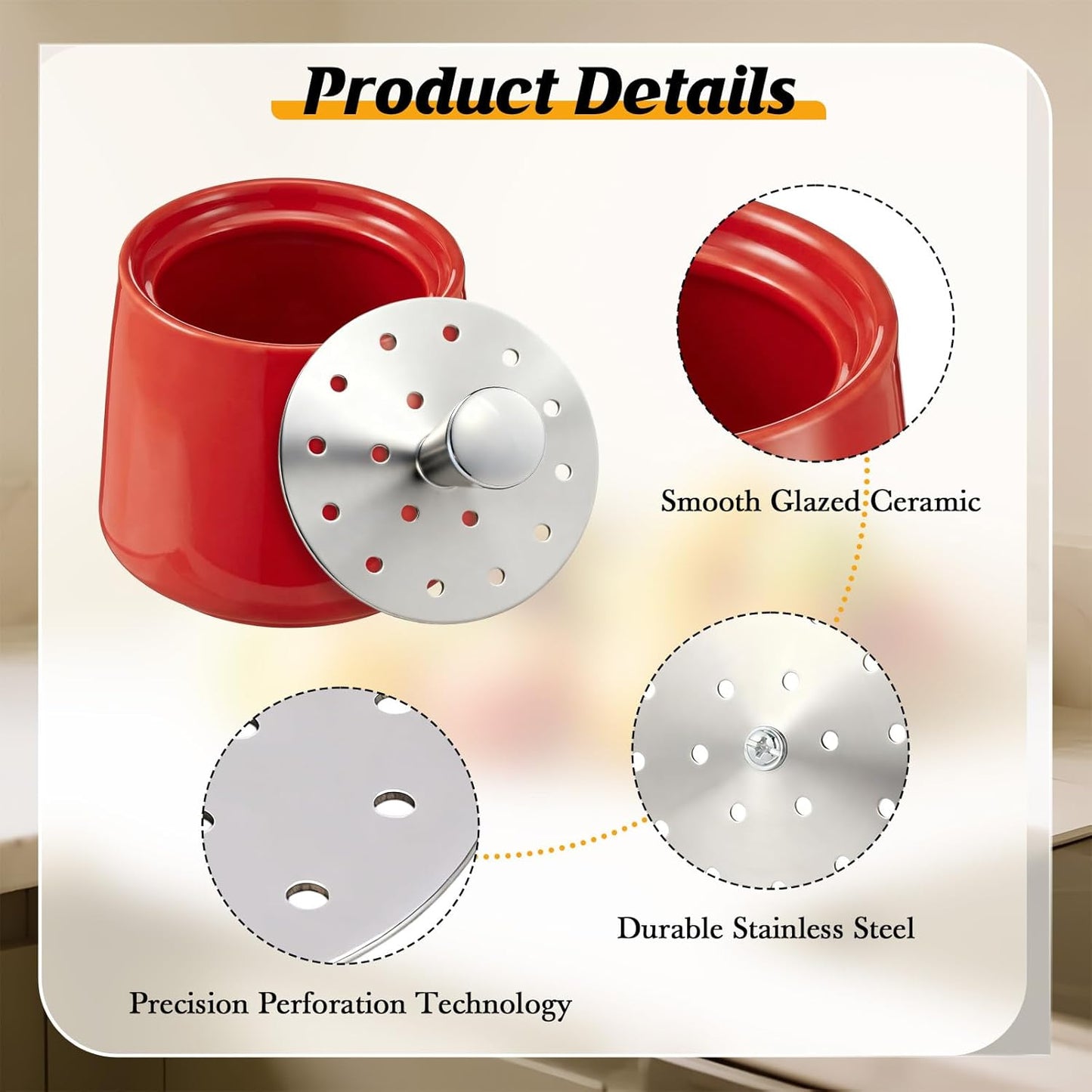 Ceramic Fruit Fly Trap for Indoors, Reusable Kitchen Fly Catcher with Stainless Steel Vent Lid, Uses Safe & Natural Vinegar Bait Trap, Dishwasher Safe, Easy to Use (White,1 Pack)