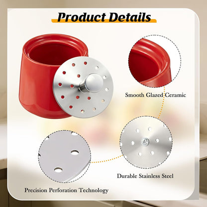 Ceramic Fruit Fly Trap for Indoors, Reusable Kitchen Fly Catcher with Stainless Steel Vent Lid, Uses Safe & Natural Vinegar Bait Trap, Dishwasher Safe, Easy to Use (White,1 Pack)