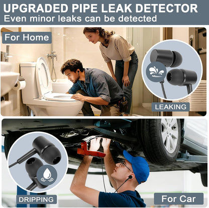 Water Leak Detector,Underground Water Leak Detector With Headphones,Water Leak Detector Tool with 5 Detection Lights,High Sensitive Sound Intensifier Water Leak Detection Device (With Large Earphones)