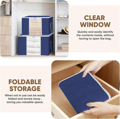 BALEINE 2 Pack Clothes Storage Bags, 16 Gallon Storage Containers with Reinforced Handle, Sturdy Zipper, Closet Organizer for Blanket, Comforter, Pillow, Bedding (Grey, 2 Pack)