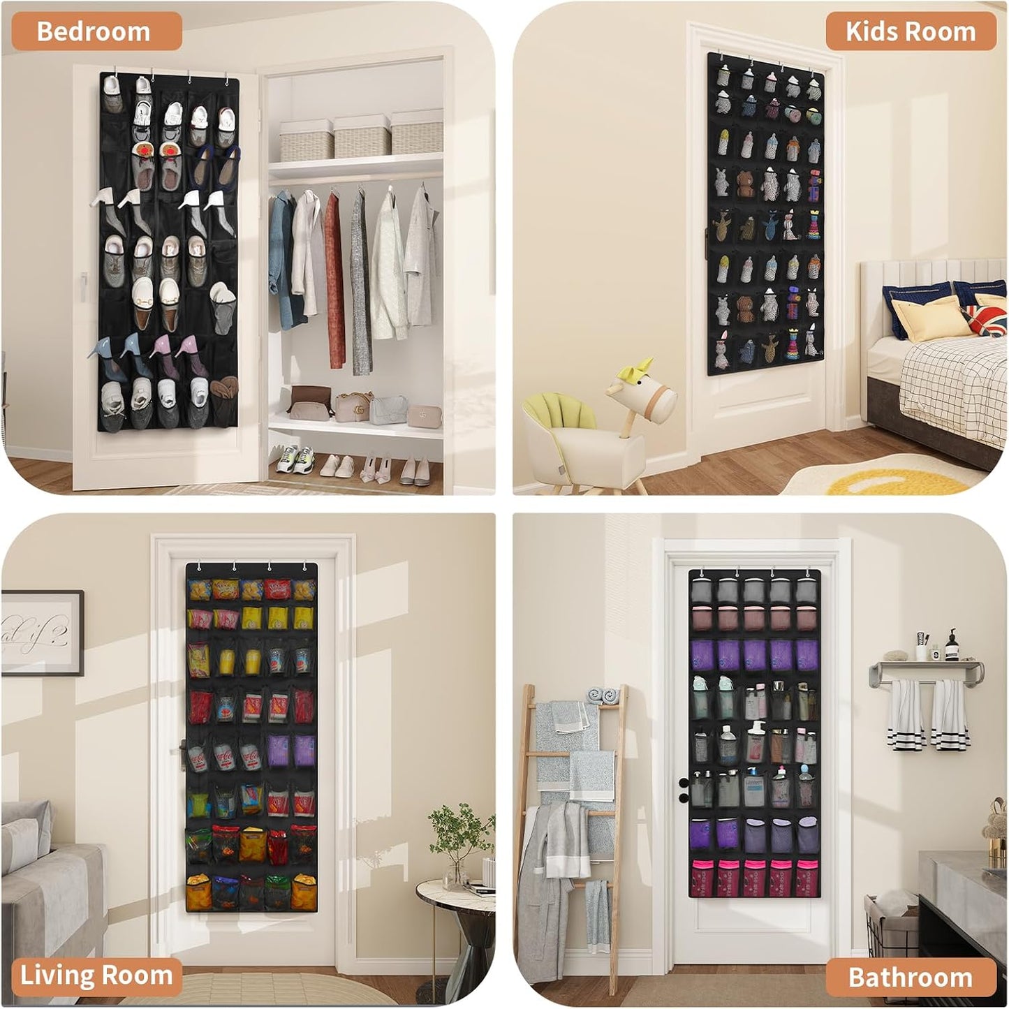FENTEC 40 Large Pockets Over The Door Shoe Organizer, Mesh Hanging Shoe Organizer Shoe Rack for Closet Mesh Closet Shoe Holder, Over Door Organizer, Shoe Organizer for Wall, Grey, 1 Pack