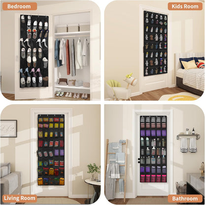 FENTEC 40 Large Pockets Over The Door Shoe Organizer, Mesh Hanging Shoe Organizer Shoe Rack for Closet Mesh Closet Shoe Holder, Over Door Organizer, Shoe Organizer for Wall, Grey, 1 Pack