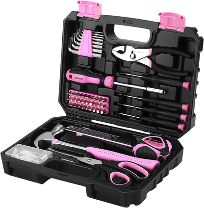 DEKOPRO General Household Hand Tool Kit with Plastic Toolbox Storage Case, All Purpose Home Tool Kit Includes Essential Tools for Office College Repairs, 50 Piece