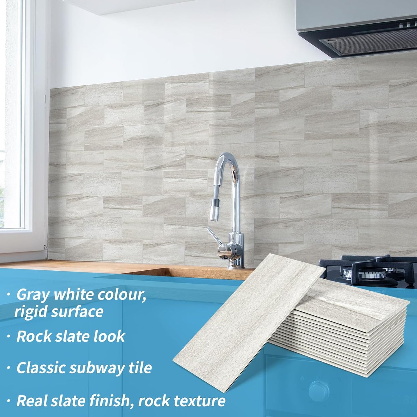 Art3d 102-Piece Peel and Stick Wall Tile for Kitchen Backsplash, Bathroom, Fireplace, 3in. × 6in. Stick on Subway Tile, Glossy White