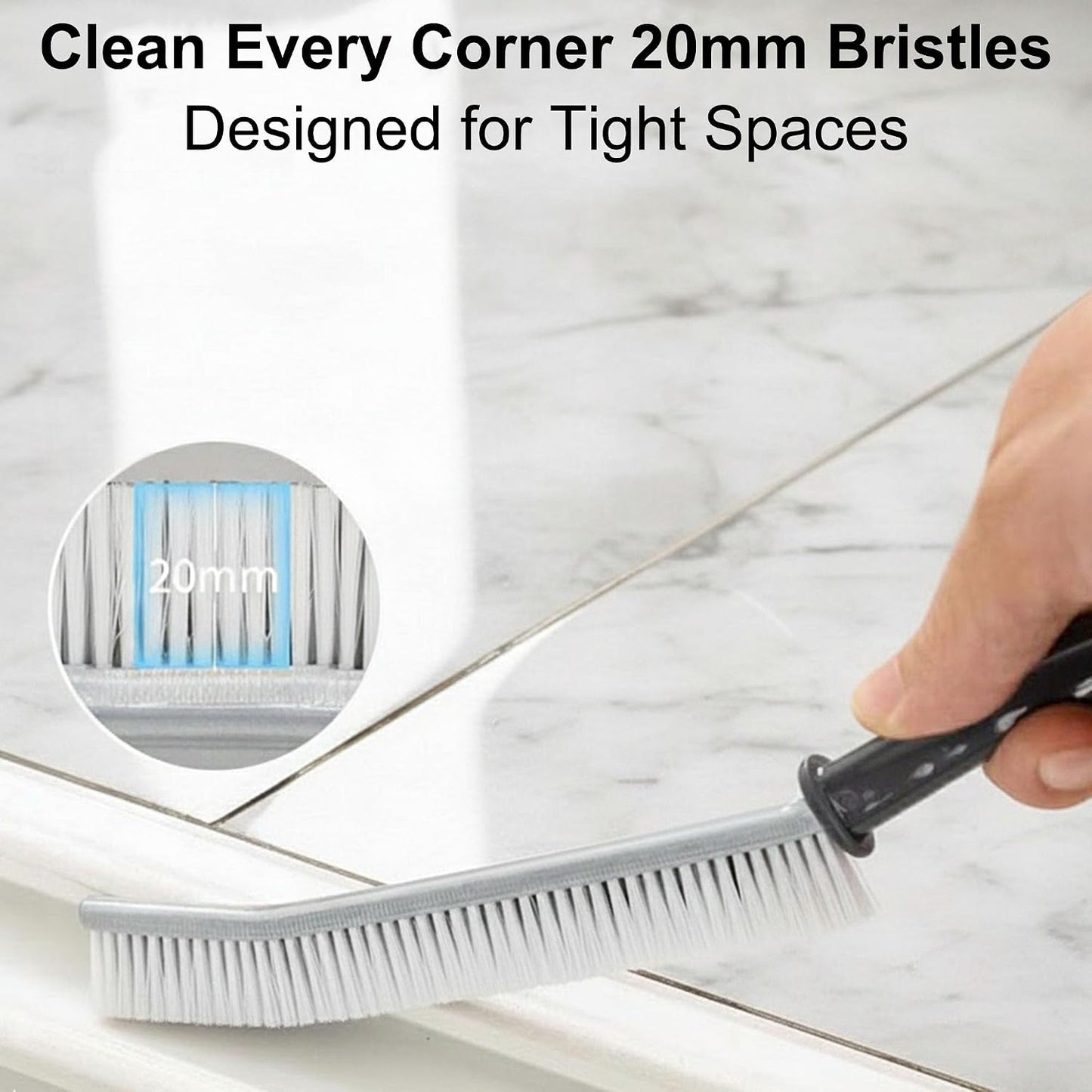 Crevice Cleaning Brushes Set 5 Pack, Small Grout and Gap Cleaner Brushes for Shower, Tile, Toilet, Kitchen and Bathroom, Narrow Scrub Brushes for Household Use and Deep Cleaning White