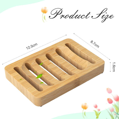 2 Pack Wooden Soap Holder Bamboo Soap Dish for Shower with Self Draining Tray Natural Bar Soap Holder and Soap Saver for Bathroom Kitchen Sink
