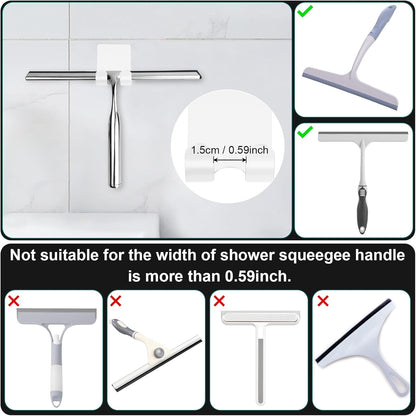 CGBE Shower Holders for Razors, 2 Pack Squeegee Holder and 2 Pack Razor Holder, Razors Holder for Shower Heavy Duty Waterproof Hook for Squeegee Loofah - Black