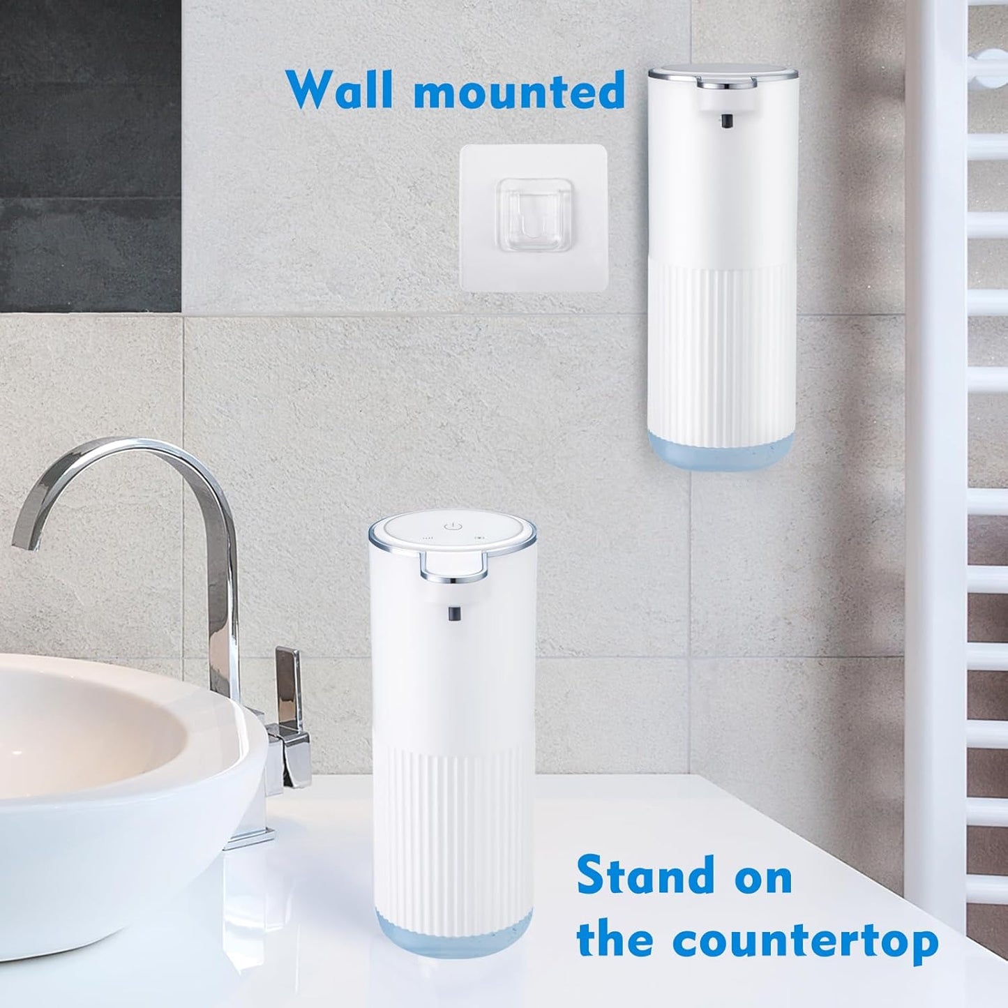 XINKORA 2 Pack Automatic Soap Dispenser Touchless, Rechargeable Foaming Hand Soap Dispenser, 4-Level Adjustable Foam for Bathroom Countertop, Electric (White)