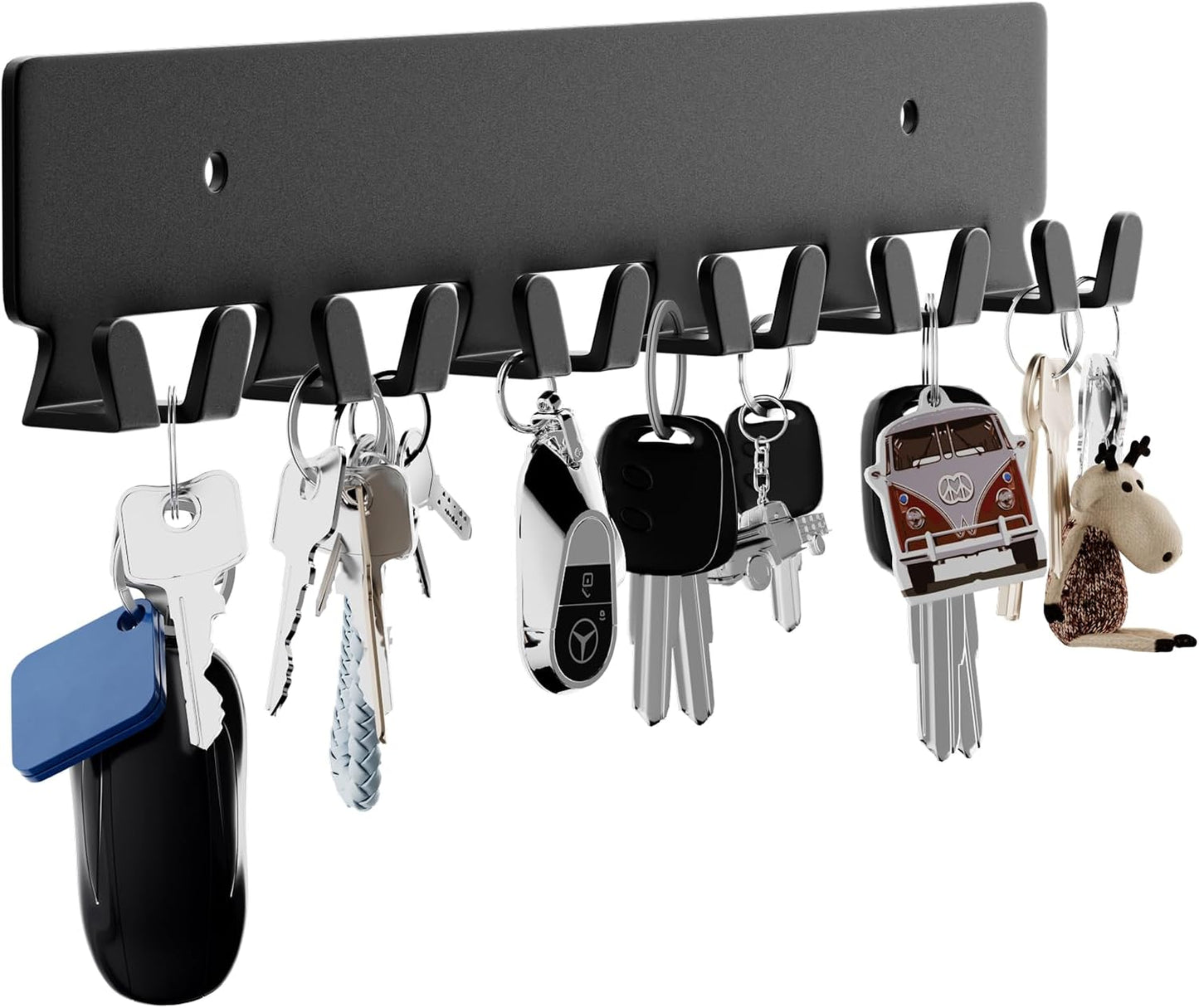 GTK Key Holder for Wall, Key Hooks with 6 Hooks, Wall Mounted Key Holder for Hallway, Self Adhesive Key Rack(White)