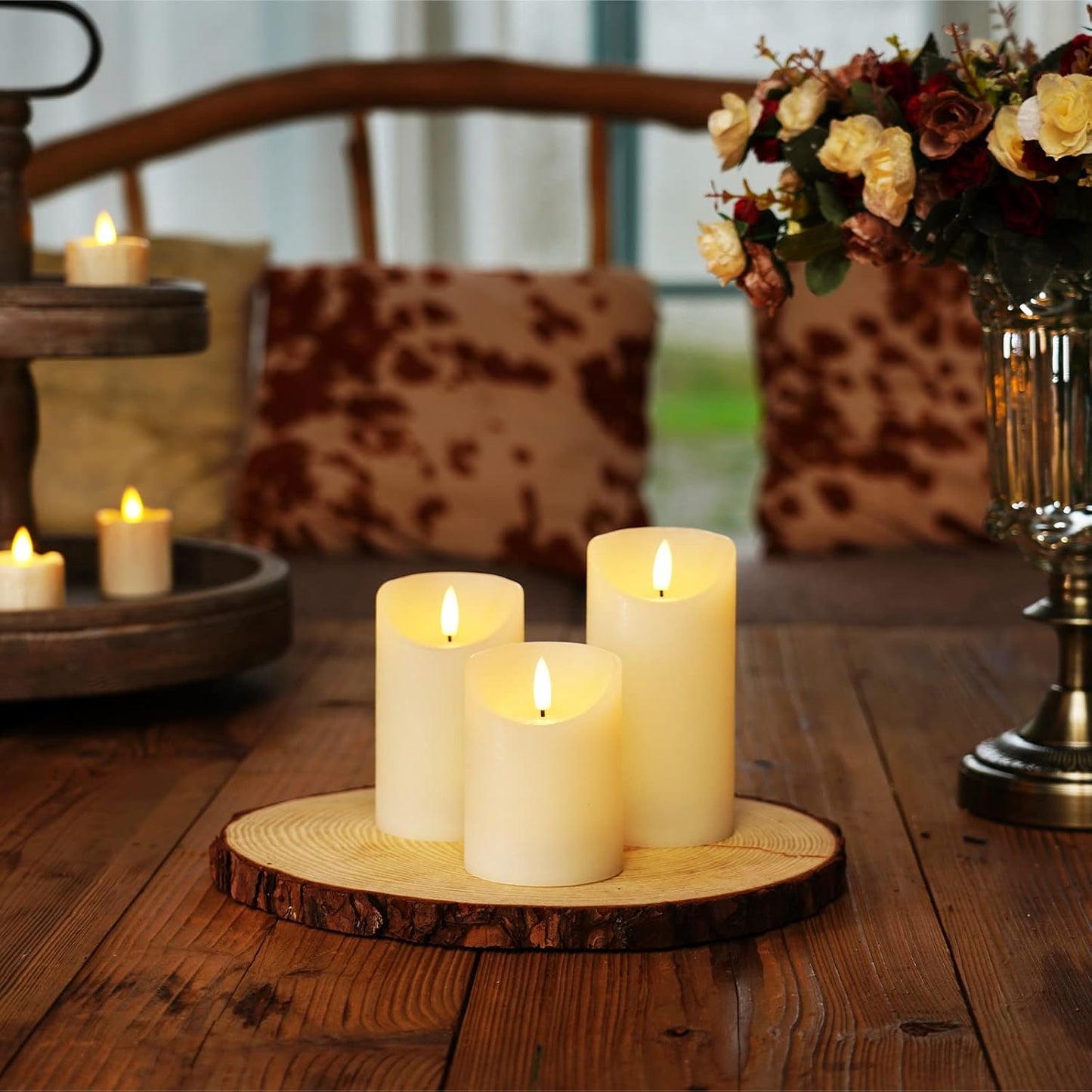 Homemory Dripping Wax Flameless Candles, Battery Operated Candles with Remote Control and Timers, LED Pillar Candles, Electric Fake Candles, 3" x 6", Set of 2