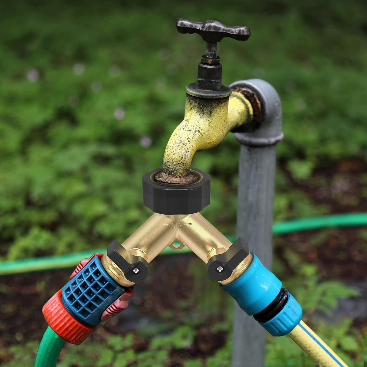 Garden Hose Splitter 2 Way Heavy Duty,Faucet Splitter, Outdoor Faucet Splitter, y Adapter for Water Hose, Water Spigot Splitter （2Pcs）