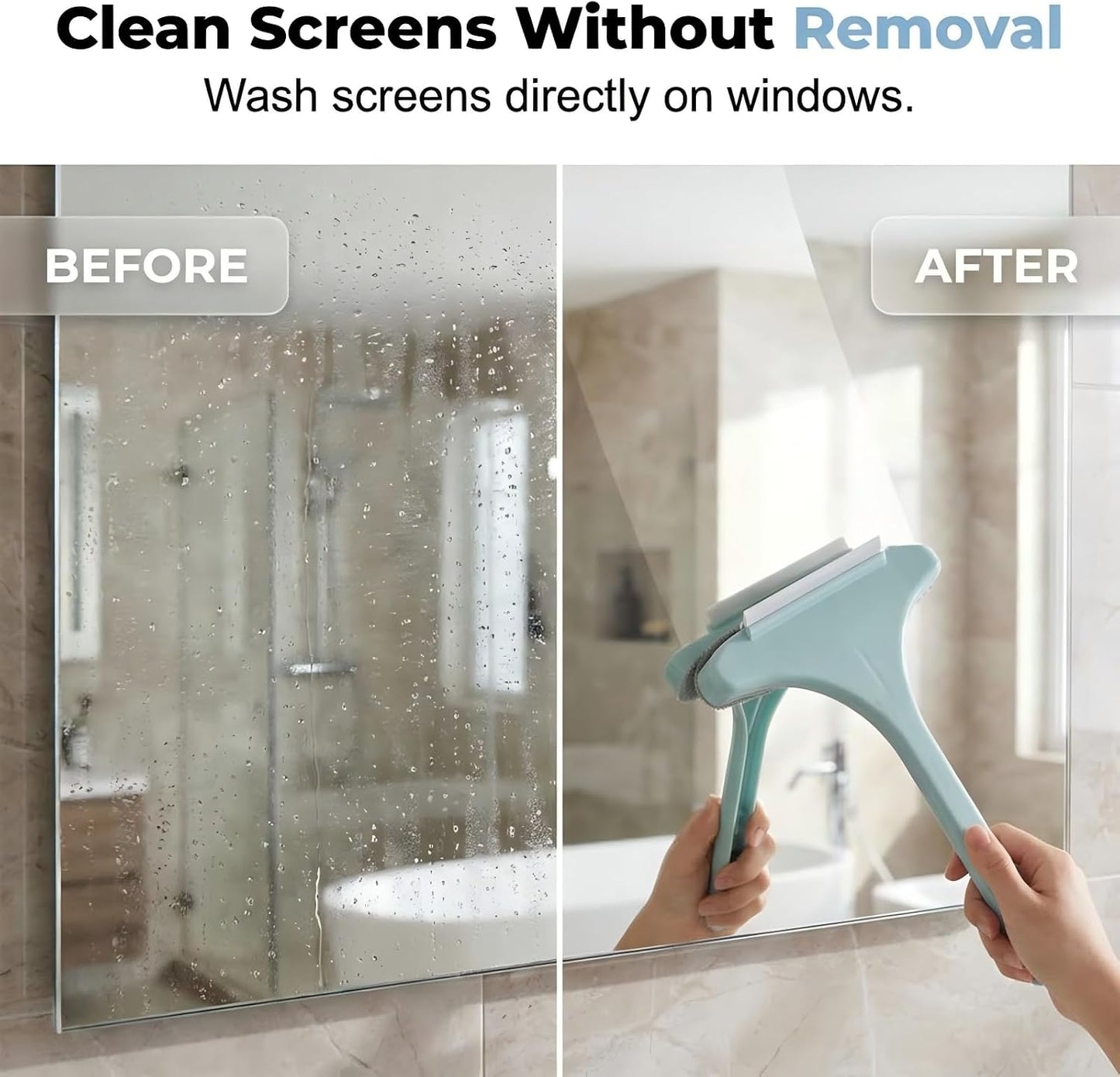 2 in 1 Window Squeegee Cleaner Tool, Multifunctional Window Screen Cleaner Brush with Squeegee, 2026 New Window Cleaning Brush with Detachable Handle, Double Sided Wet & Dry Dual Use (White Green)