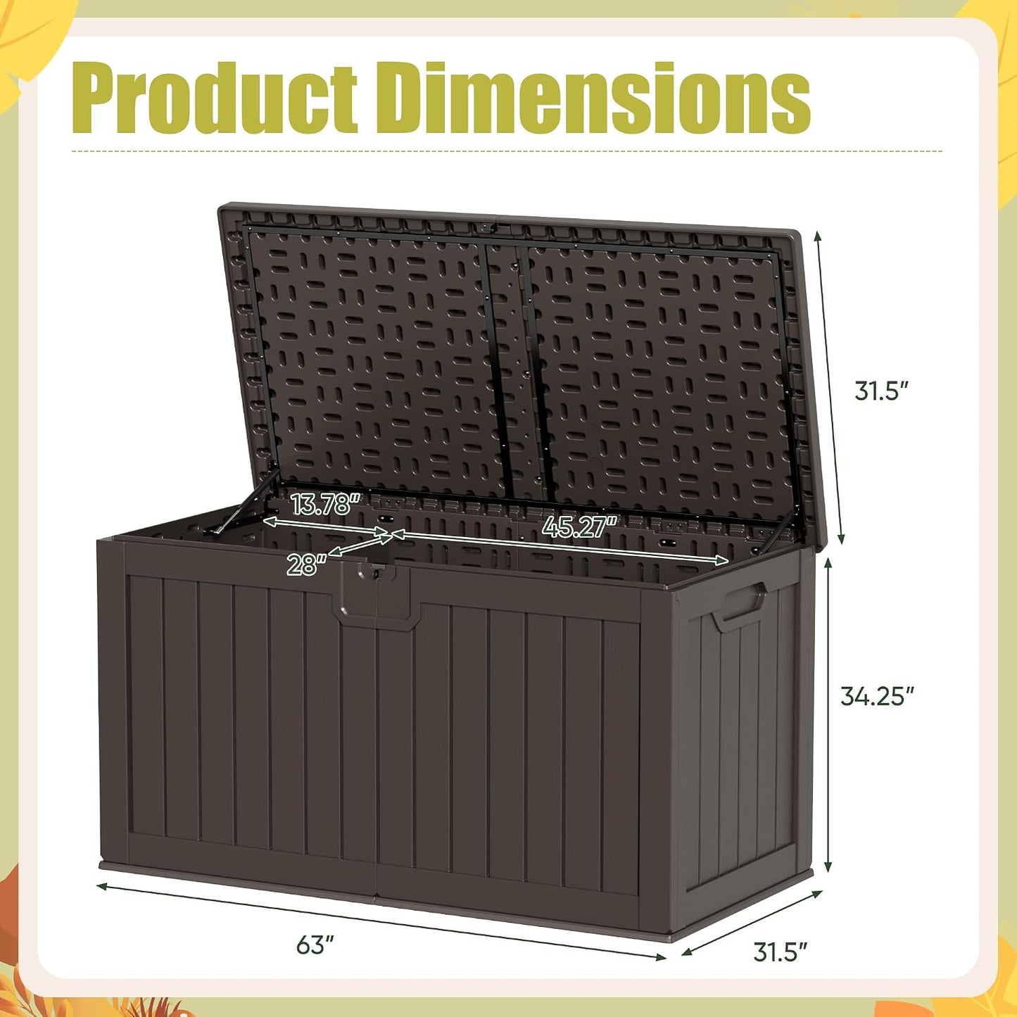 Devoko 30 Gallon Resin Deck Box Waterproof Outdoor Storage Box for Patio Furniture Pool Accessories Indoor Storage for Cushion Garden Tools (30 Gallon, Black)