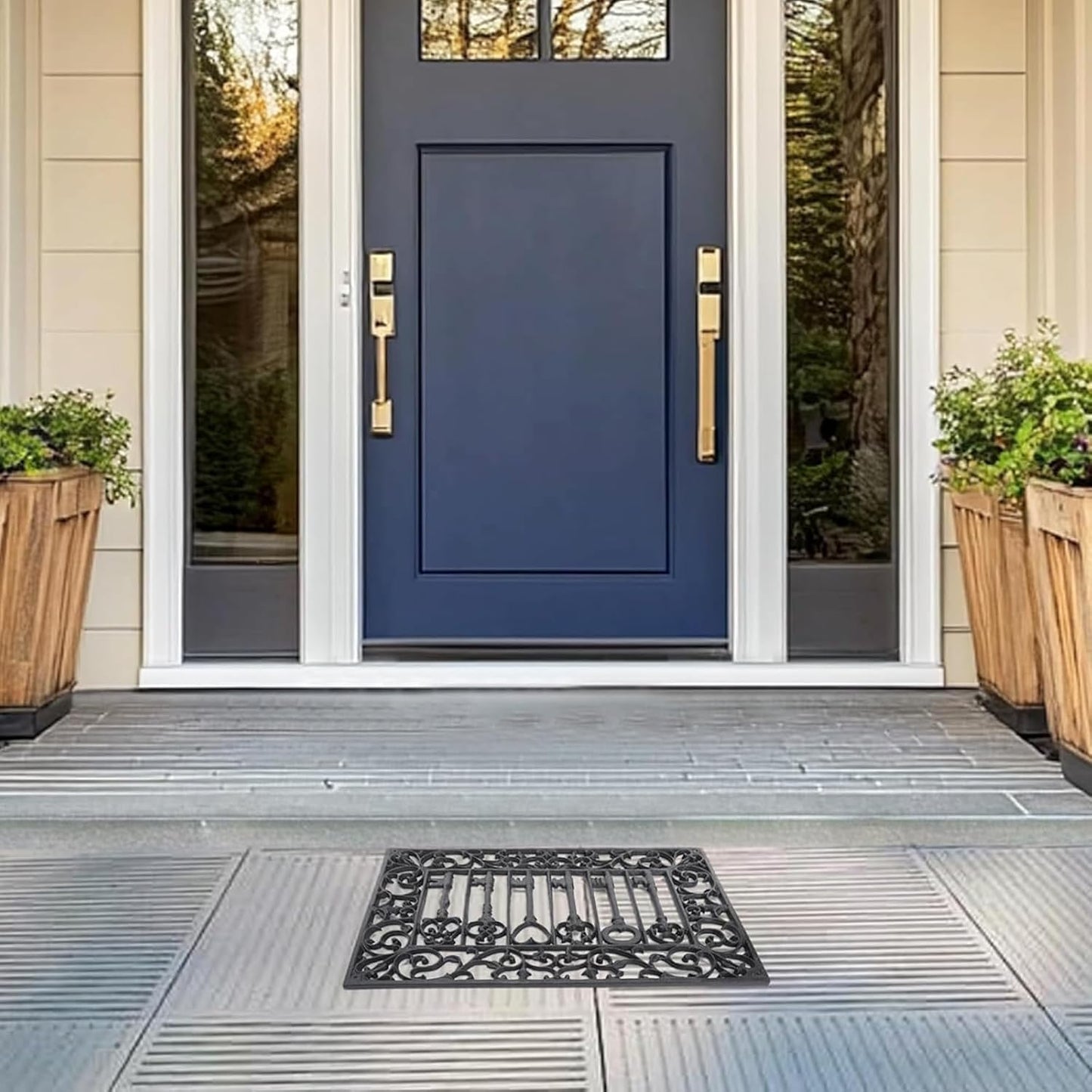 GTPBAO Front Door Shoe Scraper Mat, Outdoor Cast Iron Door Mat, Non-Slip Boot Cleaning Mat for Lawn Panel Warehouse, Sign with Keys