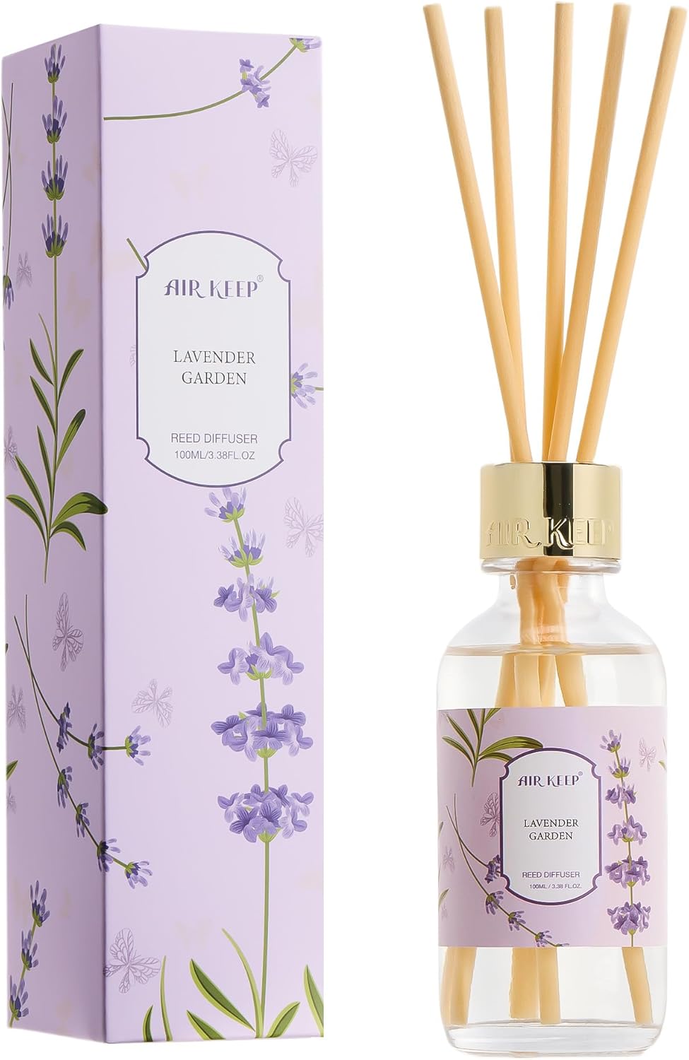 Airkeep Reed Diffuser Oil Set with Reed Sticks,Vanilla Aromatherapy Oil Scent Diffuser for Home Office Bathroom Decoration Perfume and Gifts 3.38 oz/100ml