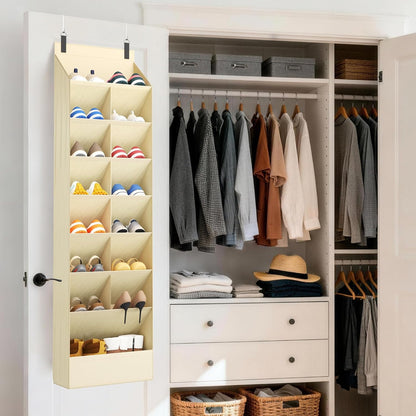 Lifewit 6 Tier Over the Door Shoe Organizer with 11 Large Deep Pockets, Fabric Hanging Shoes Shelf for Closet, Dorm Storage, Fit Up to 12 Pair Shoe Rack Holder for Sneakers, Boots, Gray