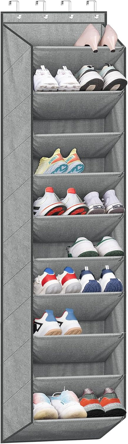 SLEEPING LAMB Over The Door Shoe Organizer for Closet with Large Deep Pockets, Narrow Shoe Rack for Door Hanging Boots Storage, Black