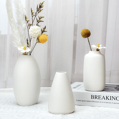 White Vases Set of 10, Small Ceramic Flower Vases Bulk Bud Vases for Wedding Table Centerpieces Decor Pampas Grass Modern Boho Home Party Decor DIY Gift