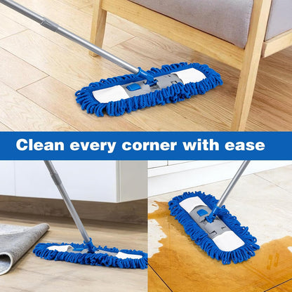 Dust Mop for Hardwood Floors,58" Long Handle Wet & Dry Mop,180° Rotating Microfiber Washable Mop for Tile,Laminate,Vinyl Floors,Pet Hair Cleaning