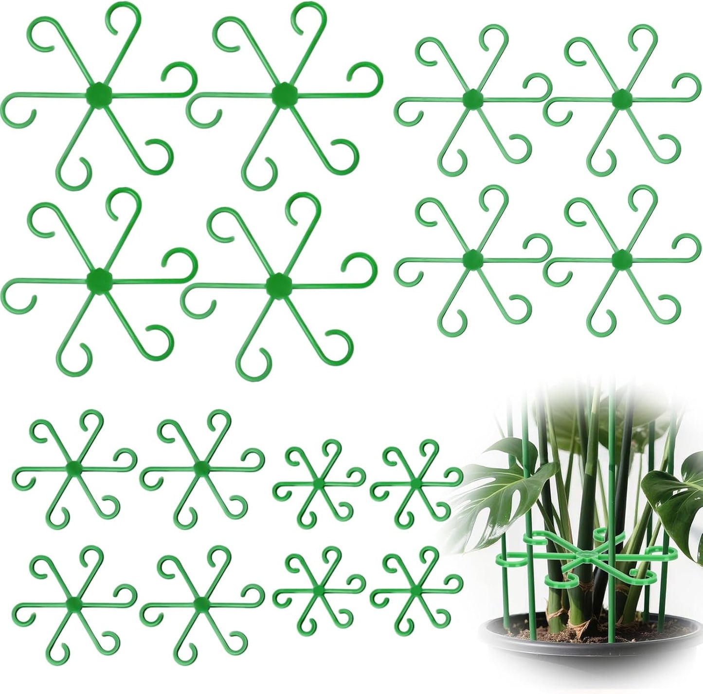 16pcs Plant Stem Support, Plant Support for Indoor Plants, 4 Sizes Climbing Houseplant Stem Holders, Reusable Plant Stabilizer, Indoor Plants Accessories