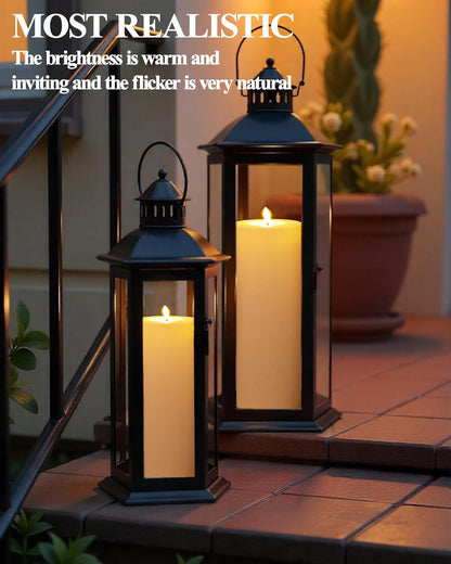 Gmnee 3"x6" Outdoor Waterproof Flameless Candles with Remote and Timers, LED Candles, Battery Operated Candles, Electric Fake Pillar Candles for Patio, Porch, and Lanterns Decor (White, Plastic)