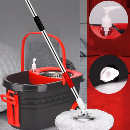 Spin Mop and Bucket with Wringer Set, 360° Rotating Head Mop Bucket System with 3 Microfiber Mop Refills Wet and Dry Suitable for Office and Home Use, Green (Black-Plus)