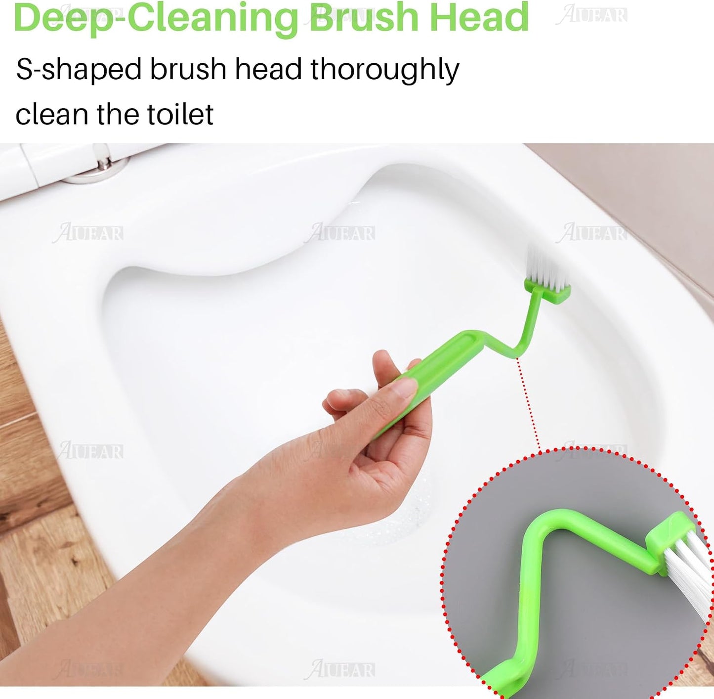 AUEAR, 4 Pack Plastic Curved Small Toilet Brushes Cleaning for Edges Corner Crevices