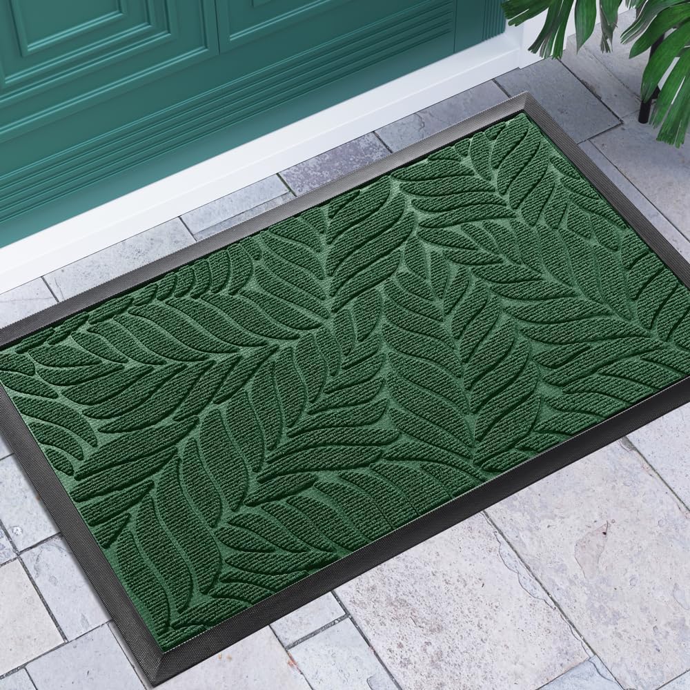 Yimobra Front Door Mat Outdoor Indoor, 29.5x17 All-Season Waterproof Door Mat Outside Entrance, All-Weather Non-Slip Outside Doormat for Garage Patio Entryway, Brown