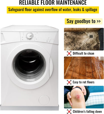 VEVOR 32 x 30 x 2.5 Inch Washing Machine Pan 18 GA Thickness Galvanized Steel Heavy Duty Compact Washer Drip Tray with Drain Hole & Hose Adapter